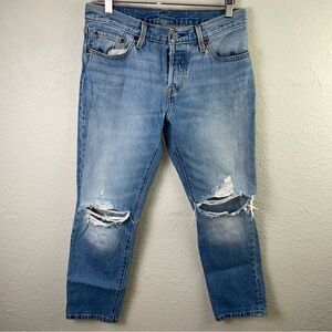 Levis 501 CT Boyfriend Tapered Distressed Denim Jeans Size‎ 27